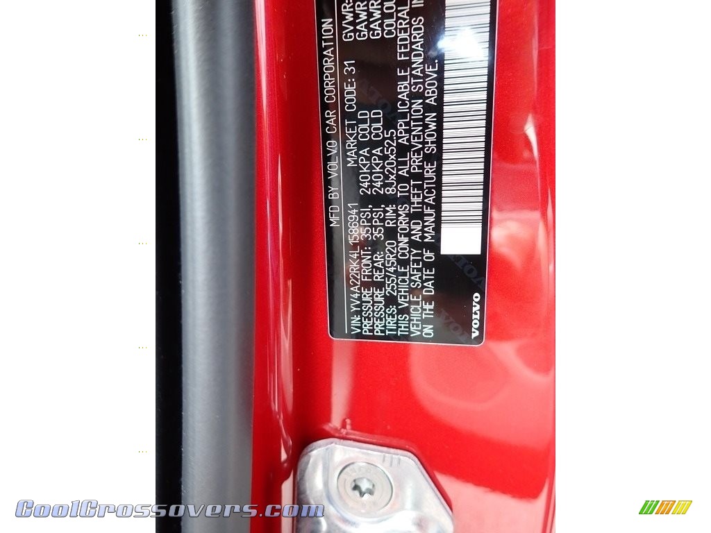 2020 XC60 T6 AWD Momentum - Fusion Red Metallic / Blonde photo #11