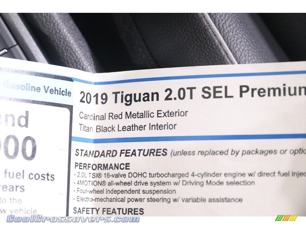 2019 Tiguan SEL Premium 4MOTION - Cardinal Red Metallic / Titan Black photo #20
