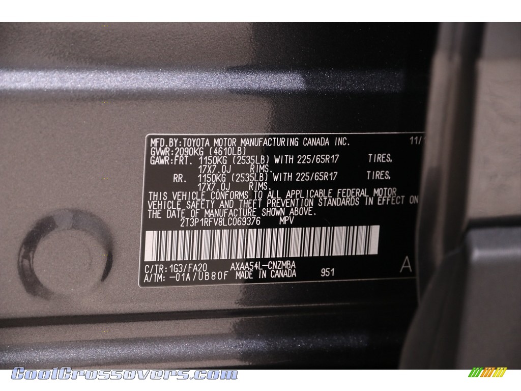 2020 RAV4 XLE AWD - Magnetic Gray Metallic / Black photo #20