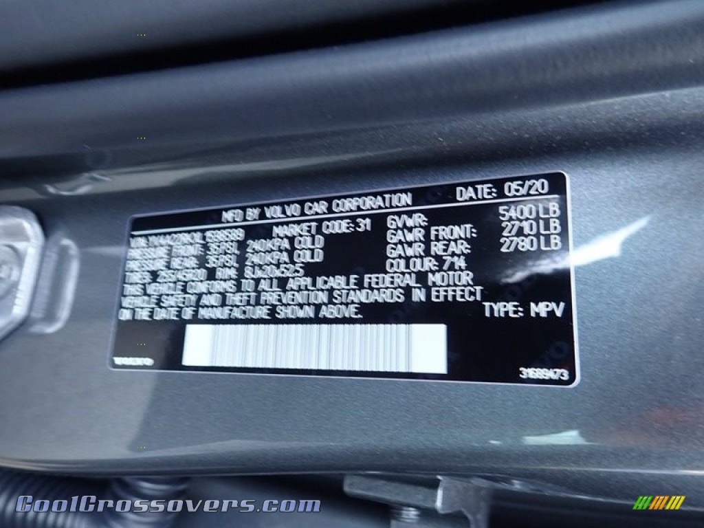 2020 XC60 T6 AWD Momentum - Osmium Grey Metallic / Charcoal photo #11