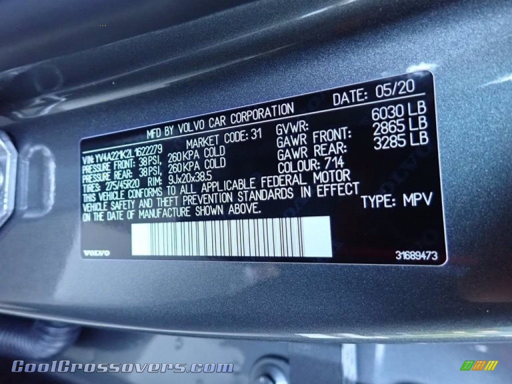 2020 XC90 T6 AWD Momentum - Osmium Gray Metallic / Charcoal photo #13