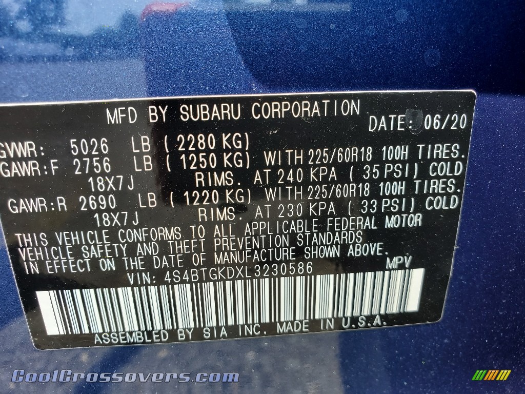 2020 Outback Onyx Edition XT - Abyss Blue Pearl / Gray StarTex photo #15