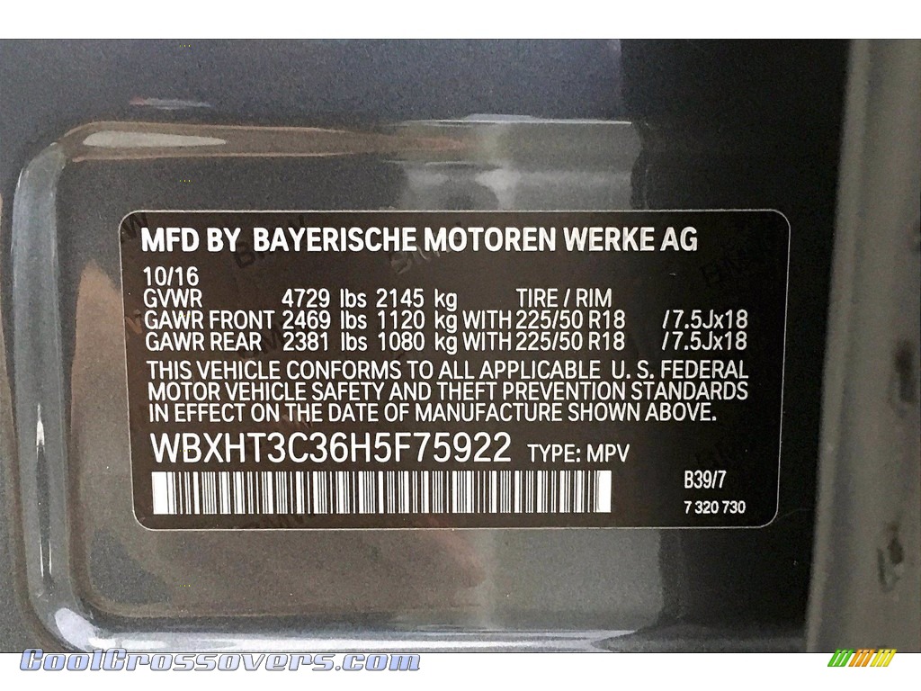 2017 X1 xDrive28i - Mineral Grey Metallic / Black photo #36