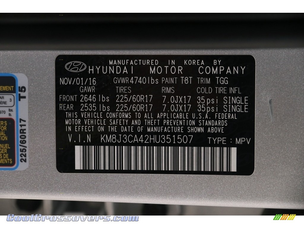2017 Tucson SE AWD - Molten Silver / Gray photo #20
