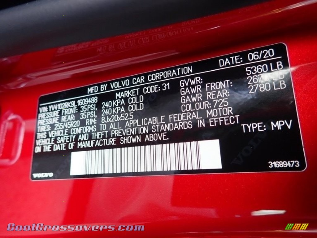 2020 XC60 T5 AWD Momentum - Fusion Red Metallic / Blonde photo #12