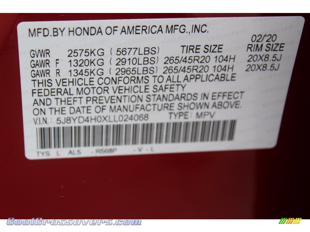 2020 MDX A Spec AWD - Performance Red Pearl / Ebony photo #36