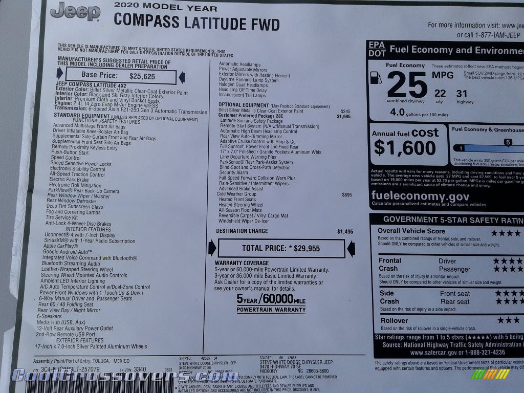 2020 Compass Latitude - Billet Silver Metallic / Ski Gray/Black photo #28