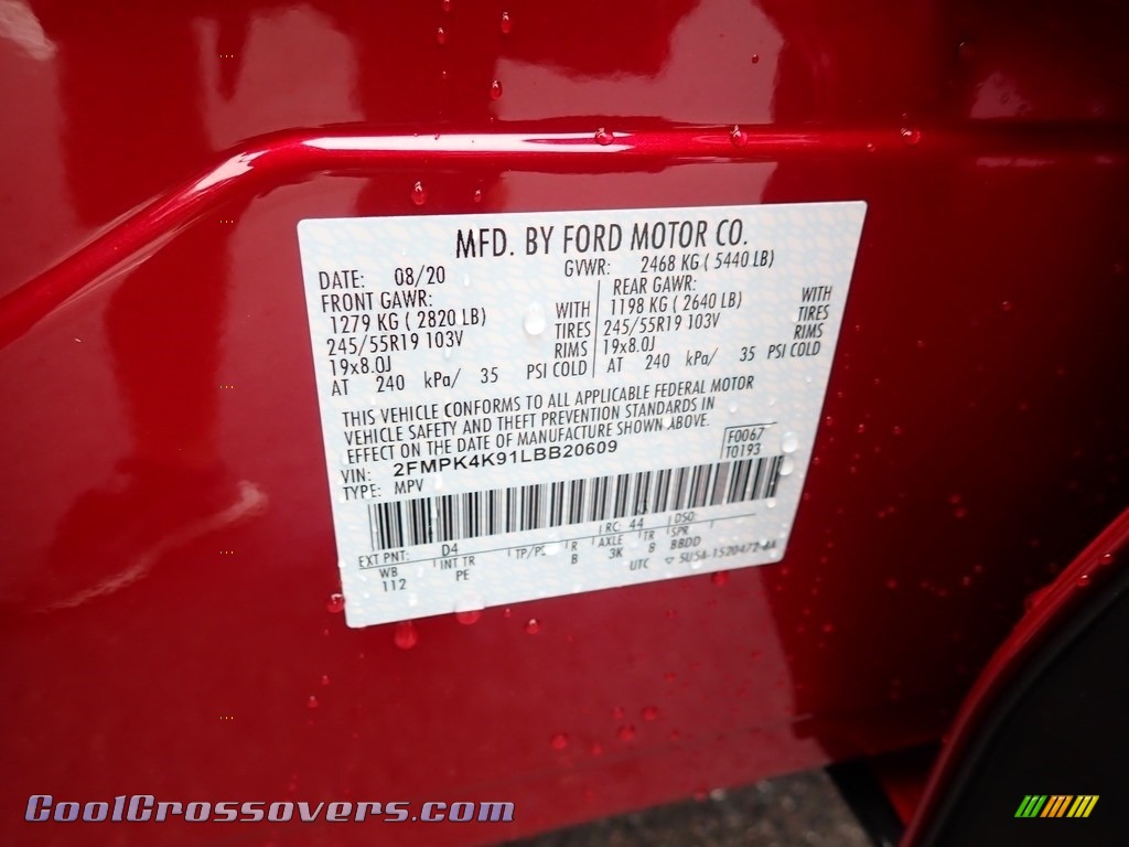 2020 Edge Titanium AWD - Rapid Red Metallic / Ebony photo #12