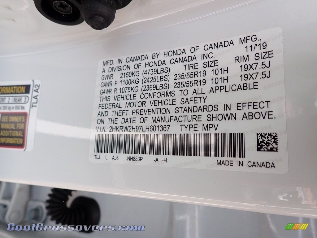 2020 CR-V Touring AWD - Platinum White Pearl / Black photo #13