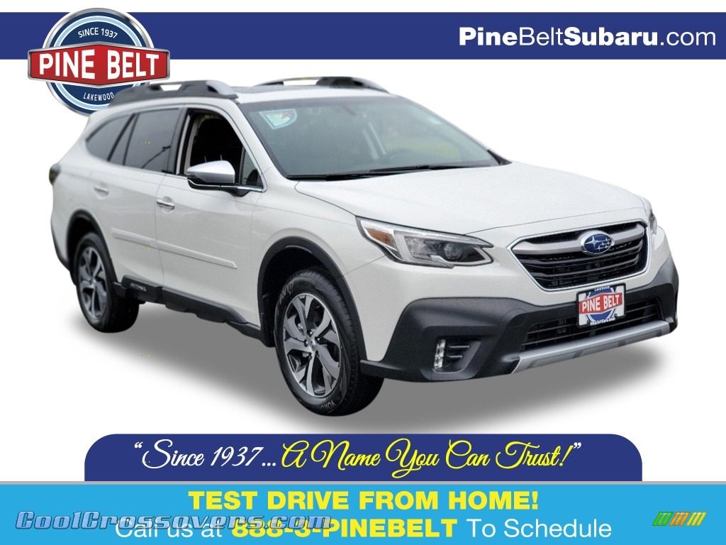 Crystal White Pearl / Java Brown Subaru Outback Touring XT