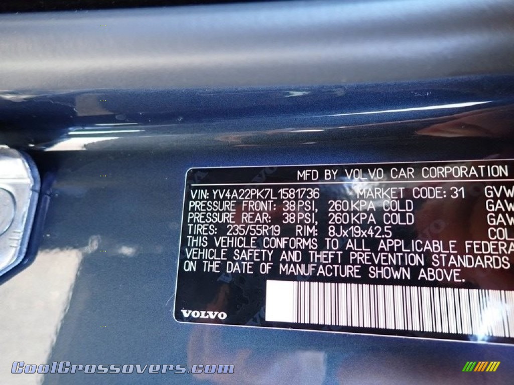 2020 XC90 T6 AWD Momentum - Denim Blue Metallic / Maroon photo #17