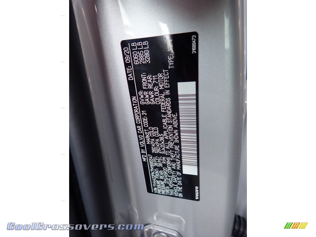 2021 XC90 T6 AWD Momentum - Bright Silver Metallic / Blonde/Charcoal photo #12
