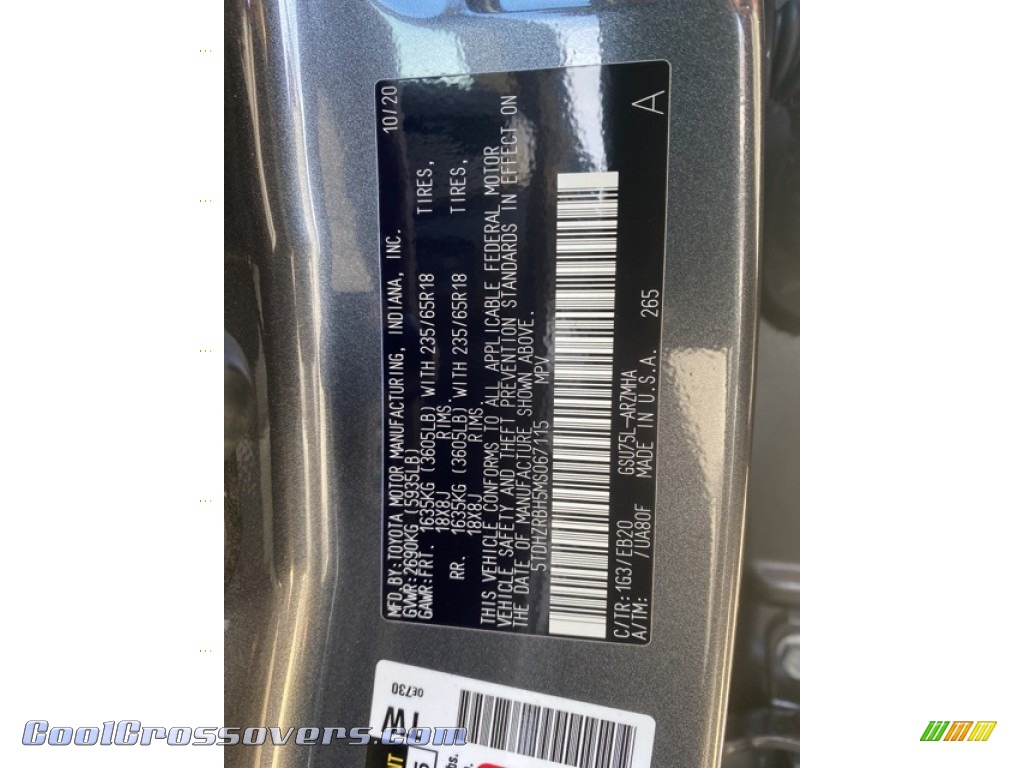 2021 Highlander XLE AWD - Magnetic Gray Metallic / Black photo #35