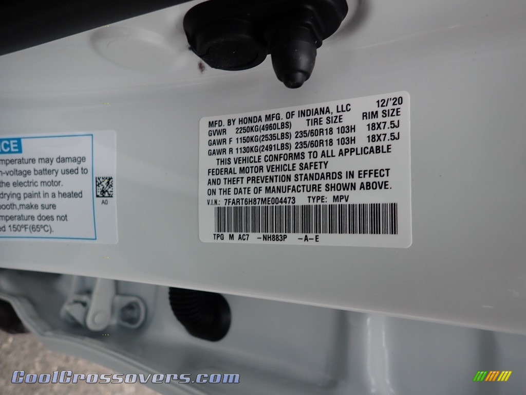 2021 CR-V EX-L AWD Hybrid - Platinum White Pearl / Black photo #11