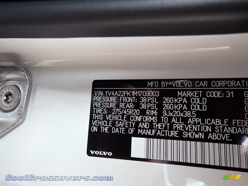 2021 XC90 T6 AWD Momentum - Crystal White Metallic / Charcoal photo #11