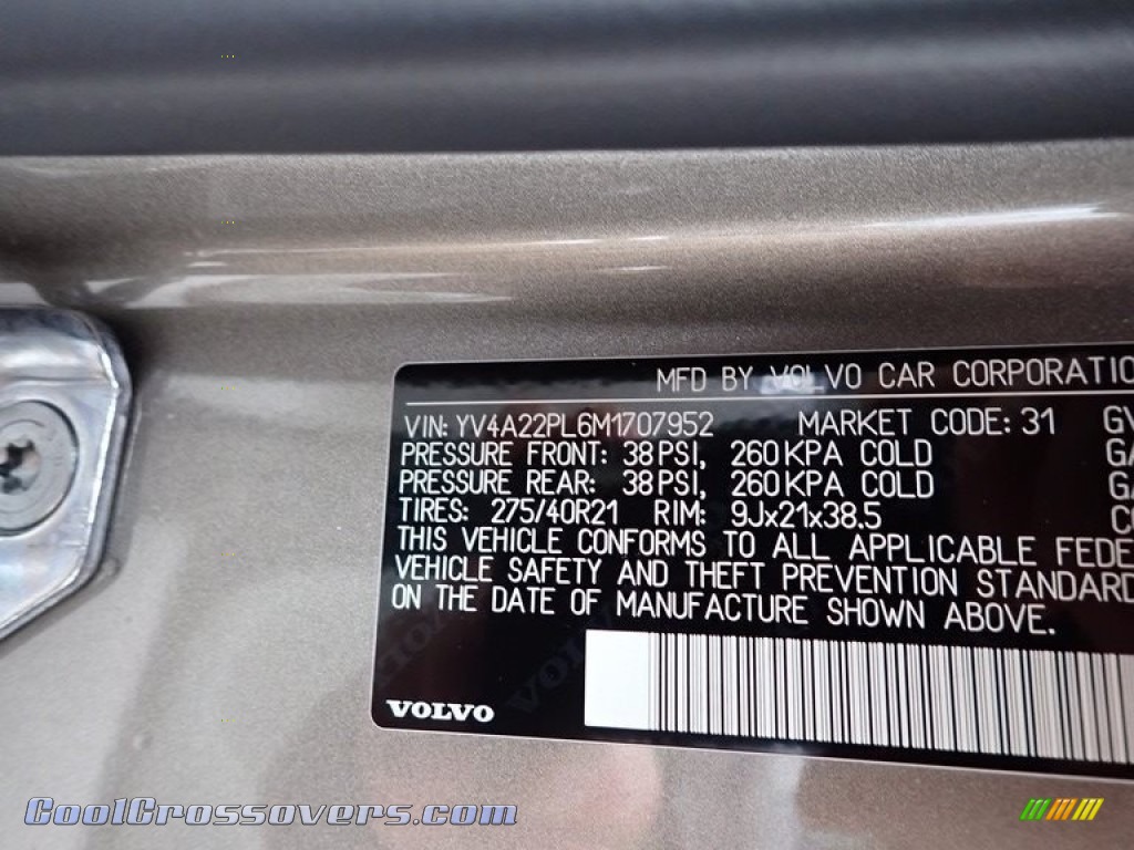 2021 XC90 T6 AWD Inscription - Pebble Grey Metallic / Blonde/Charcoal photo #11