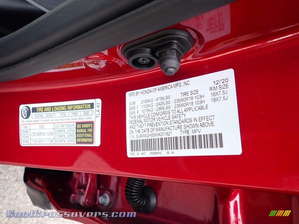 2021 CR-V EX AWD - Radiant Red Metallic / Gray photo #12