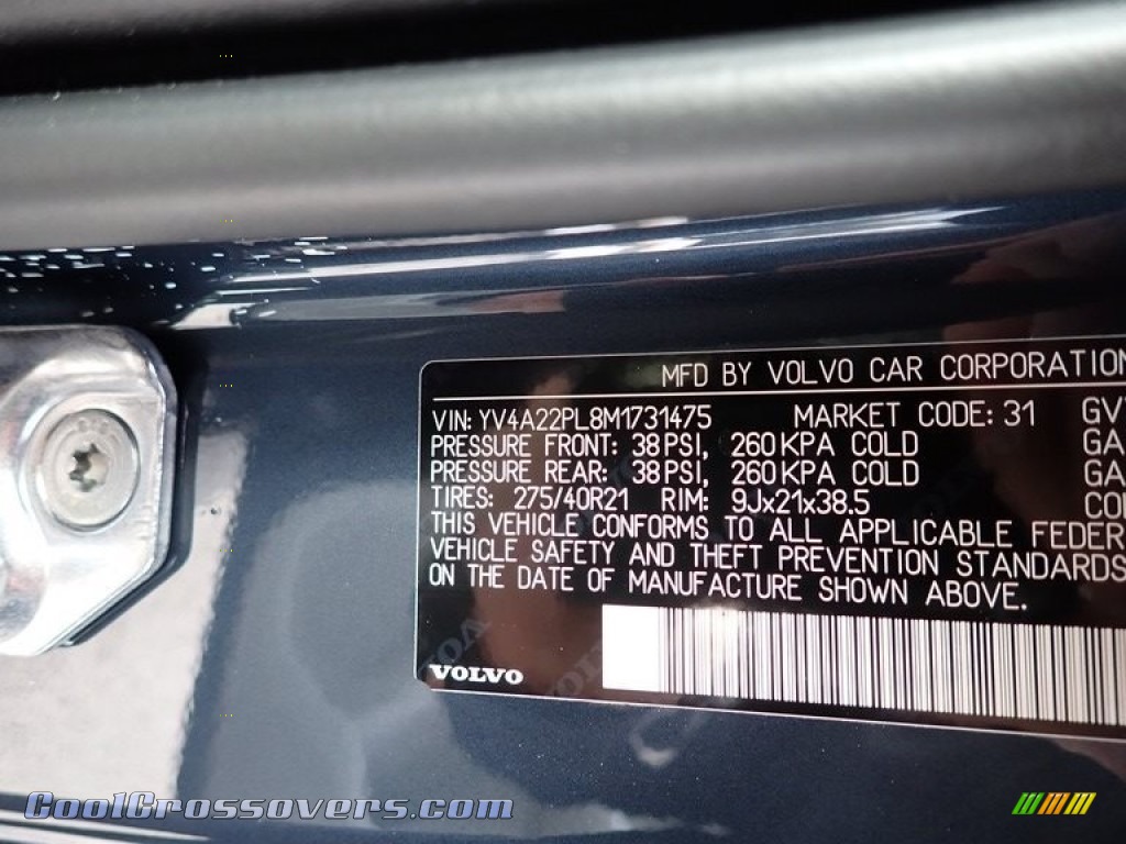 2021 XC90 T6 AWD Inscription - Denim Blue Metallic / Blonde/Charcoal photo #11