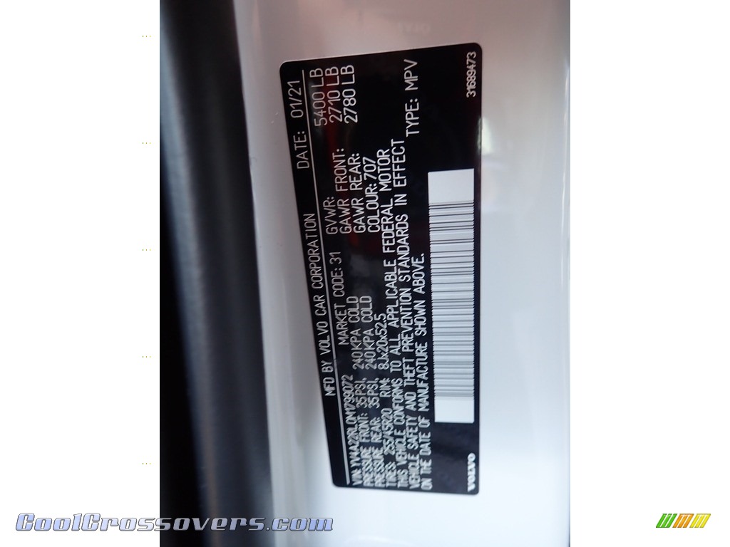 2021 XC60 T6 AWD Inscription - Crystal White Metallic / Maroon Brown/Charcoal photo #11