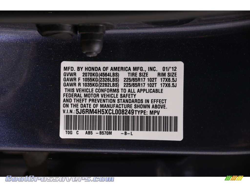 2012 CR-V EX 4WD - Twilight Blue Metallic / Gray photo #21