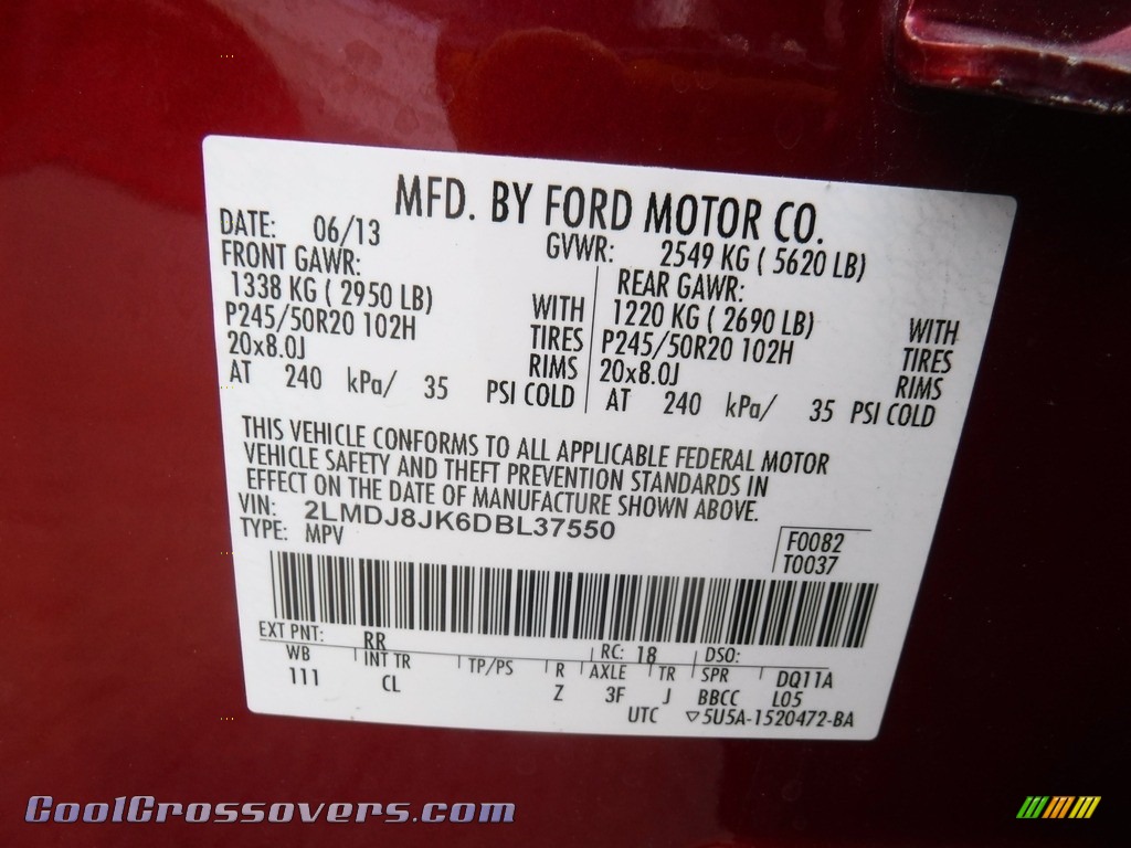 2013 MKX AWD - Ruby Red Tinted Tri-Coat / Medium Light Stone photo #34