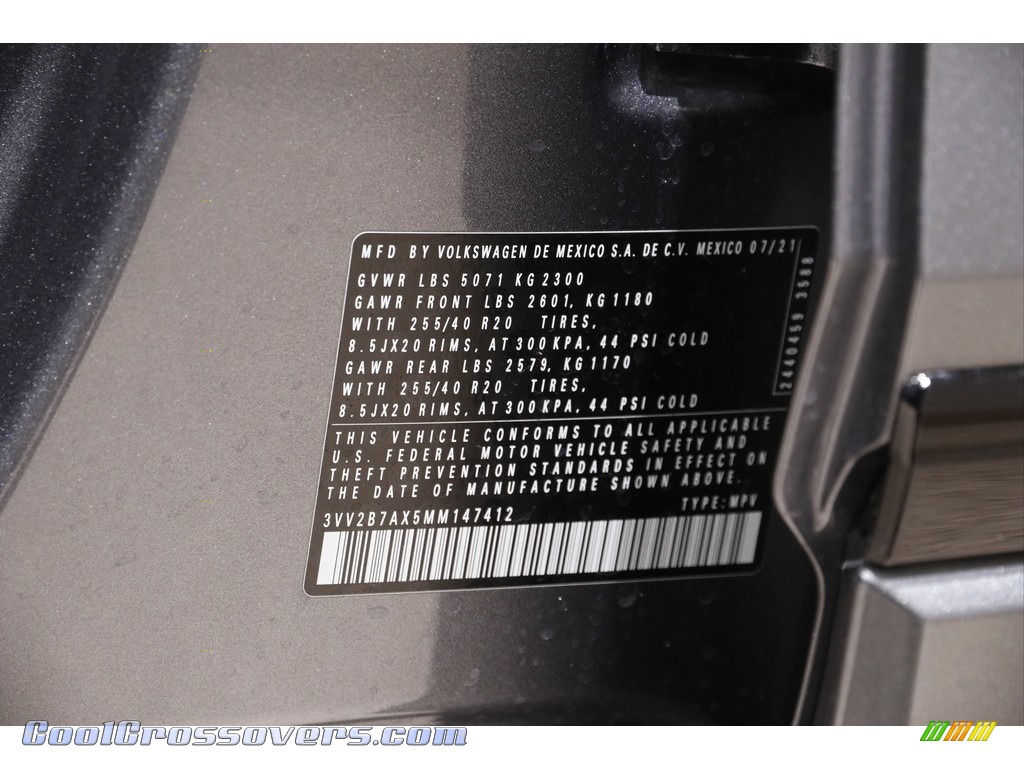 2021 Tiguan SE 4Motion - Platinum Gray Metallic / Titan Black photo #20