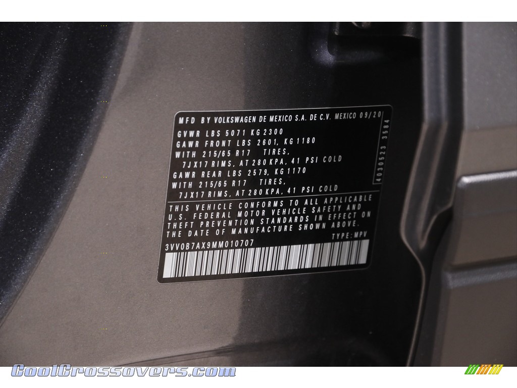 2021 Tiguan S 4Motion - Platinum Gray Metallic / Titan Black photo #19