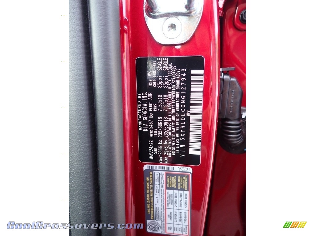 2022 Sorento X-Line S AWD - Passion Red Tint Coat / Black photo #20