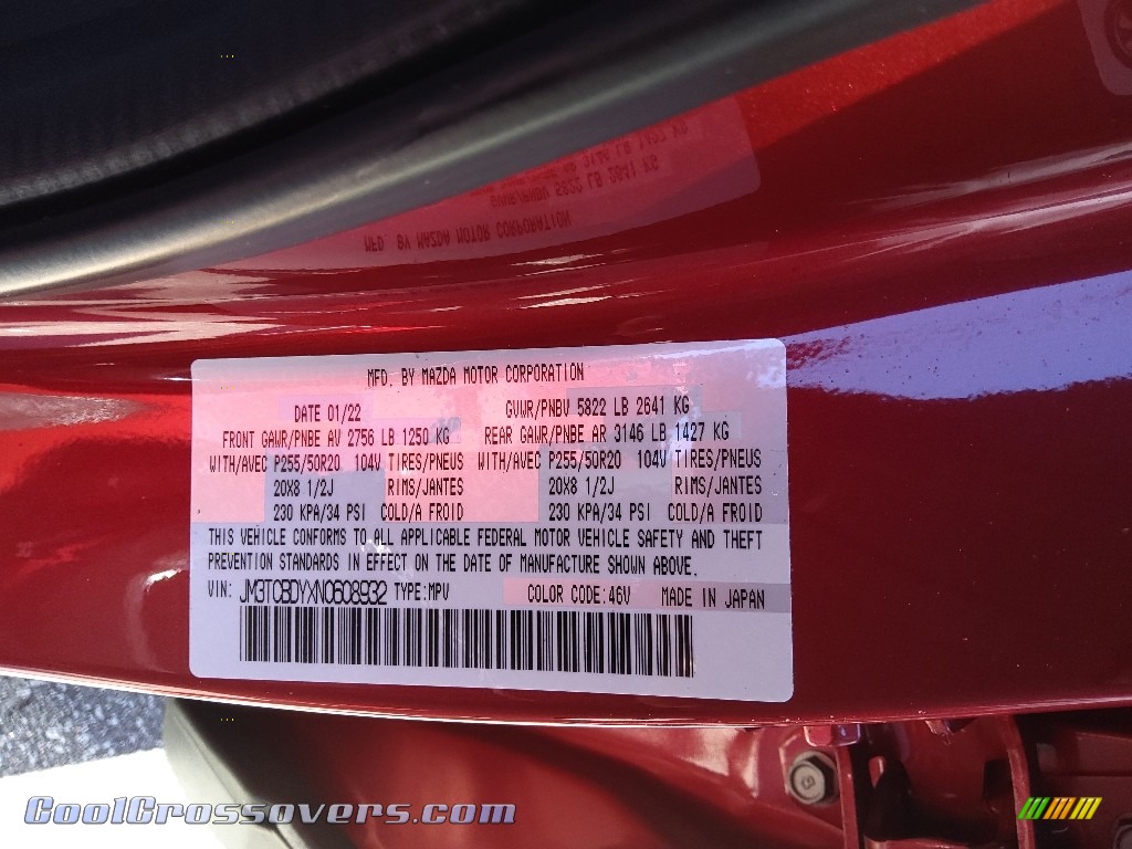 2022 CX-9 Grand Touring AWD - Soul Red Crystal Metallic / Black photo #36