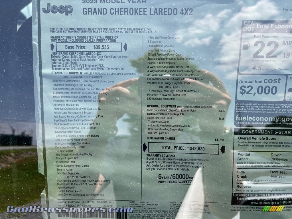 2023 Grand Cherokee Laredo - Baltic Gray Metallic / Global Black photo #25